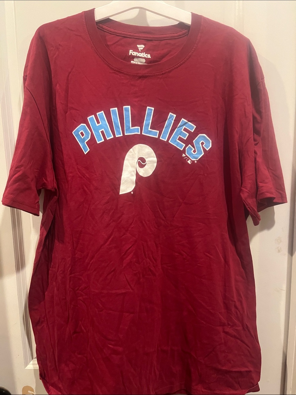 Fanatics Maroon Phillies Logo Tee with White and Light Blue Accents
